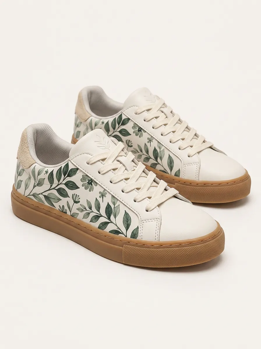 Men's Weekend Botanical Nature Lover Leaves Printed Sneakers