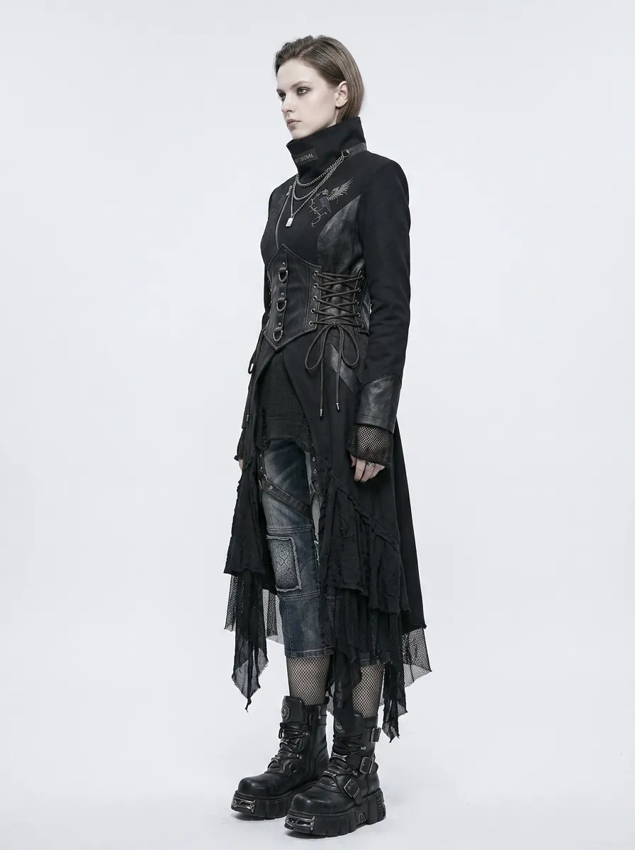 Women's Gothic Punk Raven Embroidery Corset Printed Top