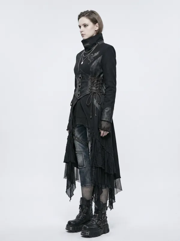 Women's Gothic Punk Raven Embroidery Corset Printed Top