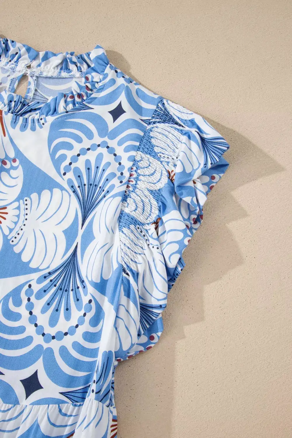Printed Flutter Sleeve Dress Casual