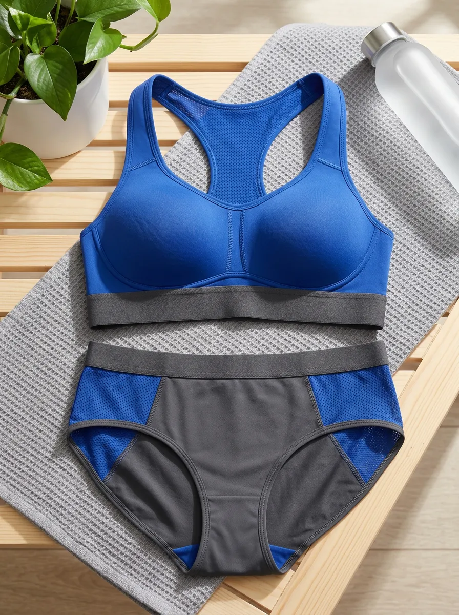 Women's Athletic Fitness Mesh Racerback Lingerie Set