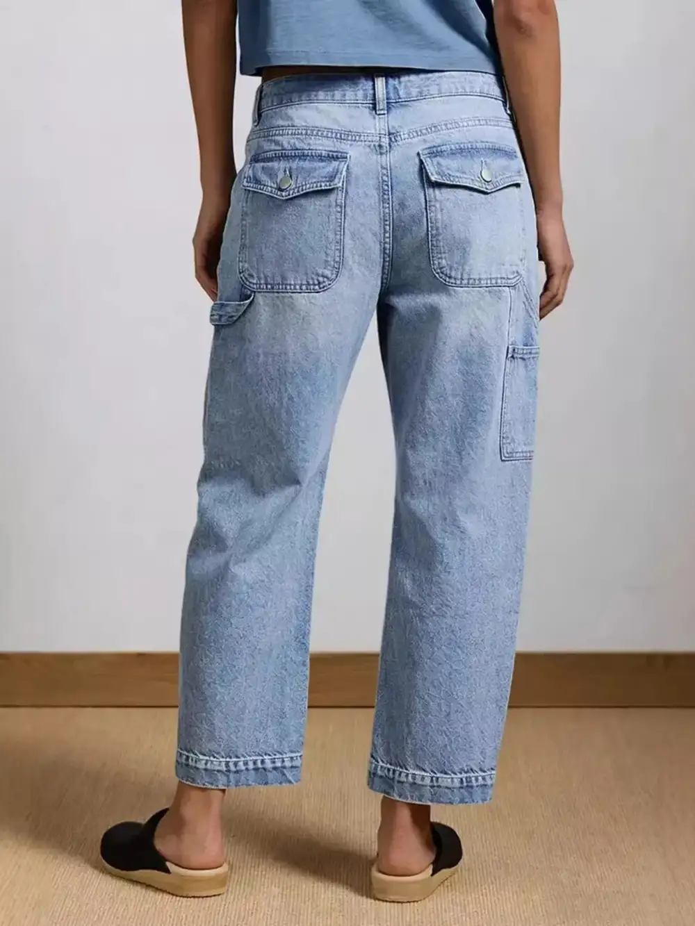 Women' Washed Wide Leg Jeans With Pockets