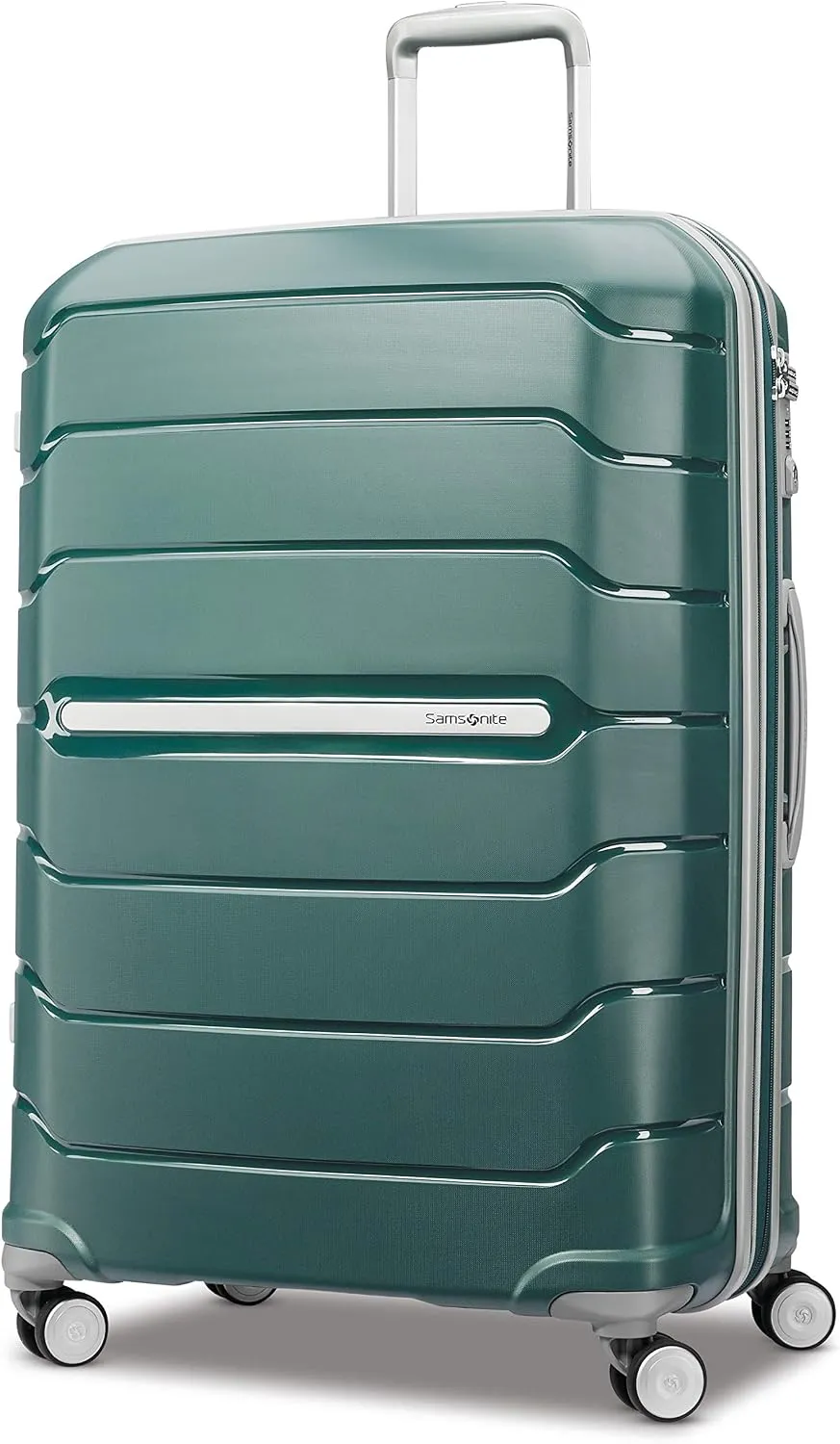 Samsonite Freeform Hardside Carry-On Luggage with Spinner Wheels - Hardshell Suitcase - TSA, Airline-Approved - Expandable Hard Shell, Smooth Rolling Wheels for Lightweight Travel - White/Grey