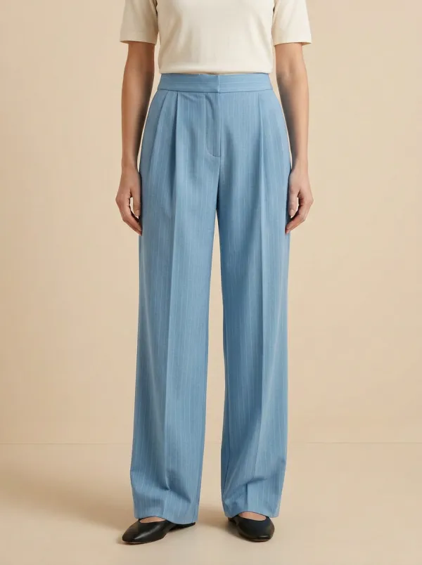 Daily Pinstripe High Rise Wide Leg Pants