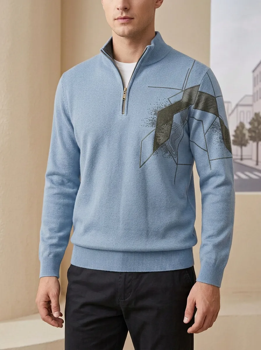 Geometric Half-Zip Geometric Abstract Men's Half-Zip Sweatshirt