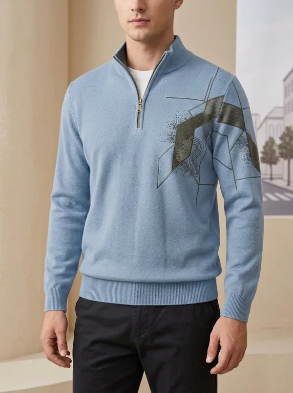 Geometric Half-Zip Geometric Abstract Men's Half-Zip Sweatshirt