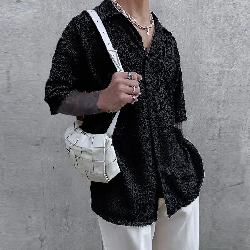 Graceful Crochet Button Front Blouse