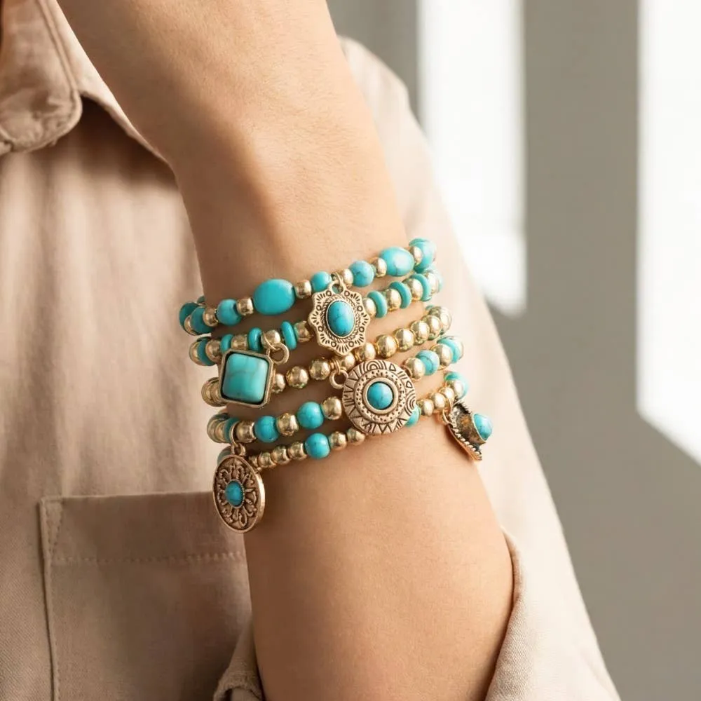 Beaded Charm Bracelet Set
