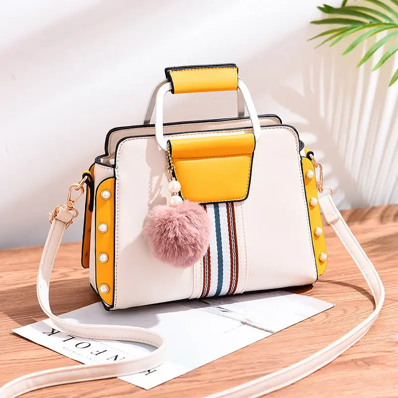 Chic PU Leather Shoulder Bag Beaded Flap Stylish
