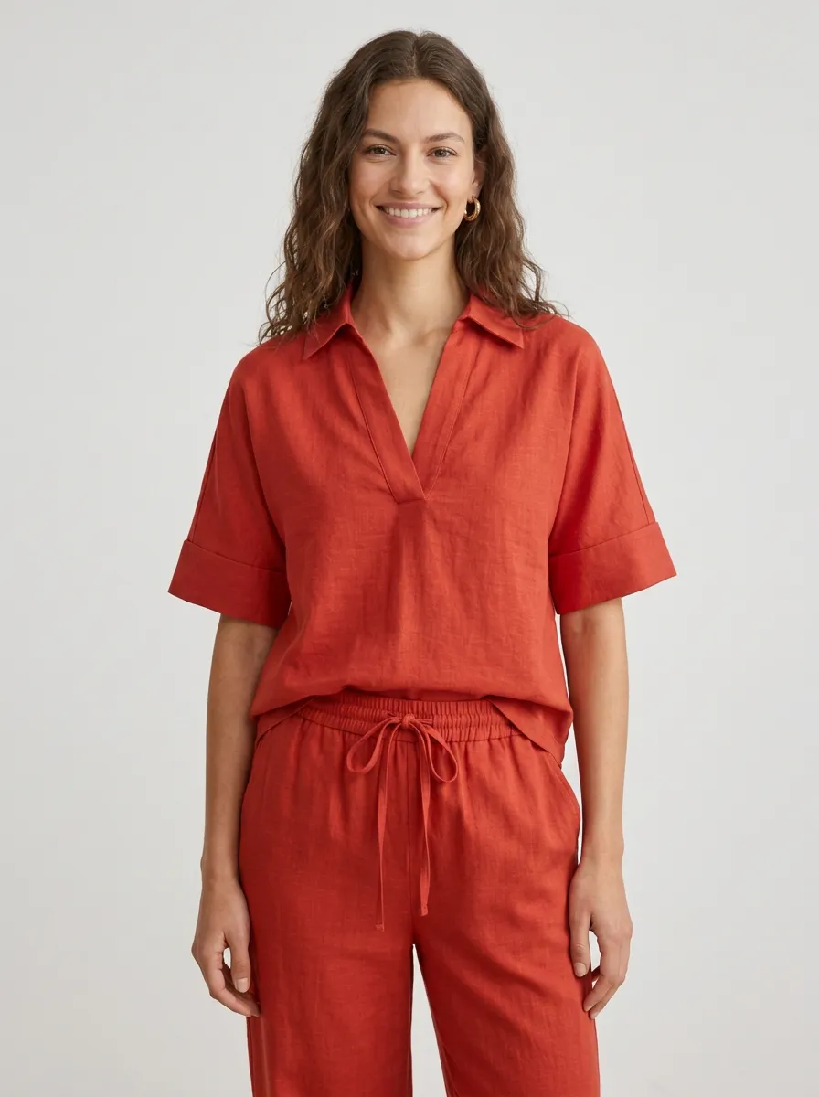 Classic Relaxed Women's V-Neck Casual Lounge Set