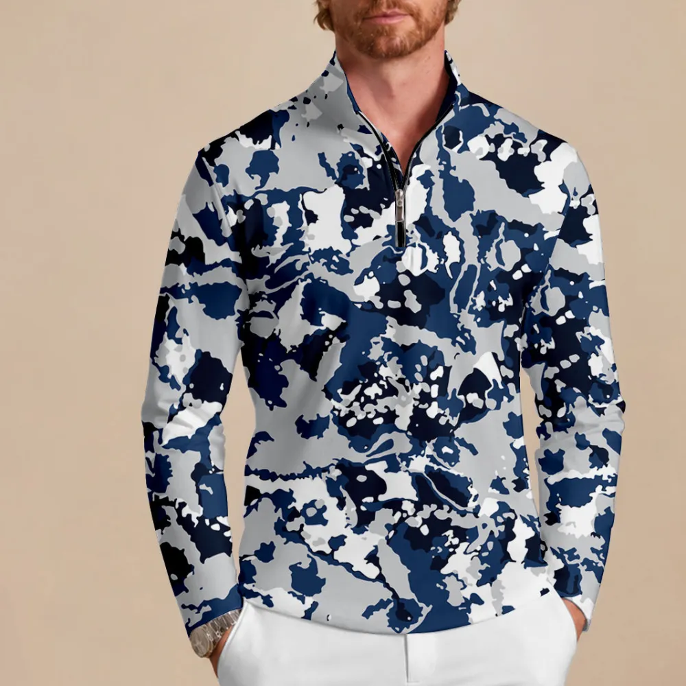 Refined Midweight Long Sleeve Pullover Golf Shirt