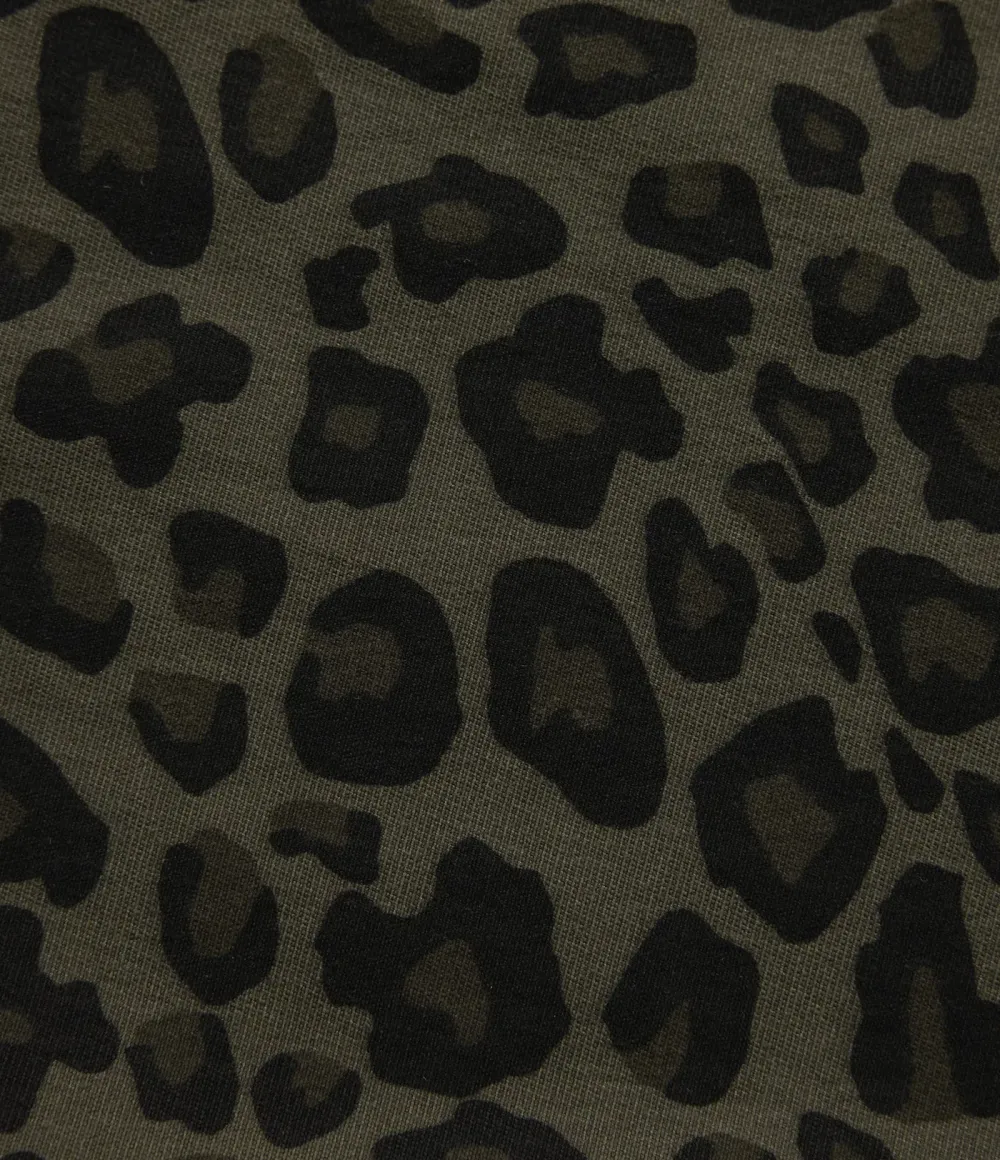 Pantalon large décontracté imprimé léopard taille mi-haute avec poches