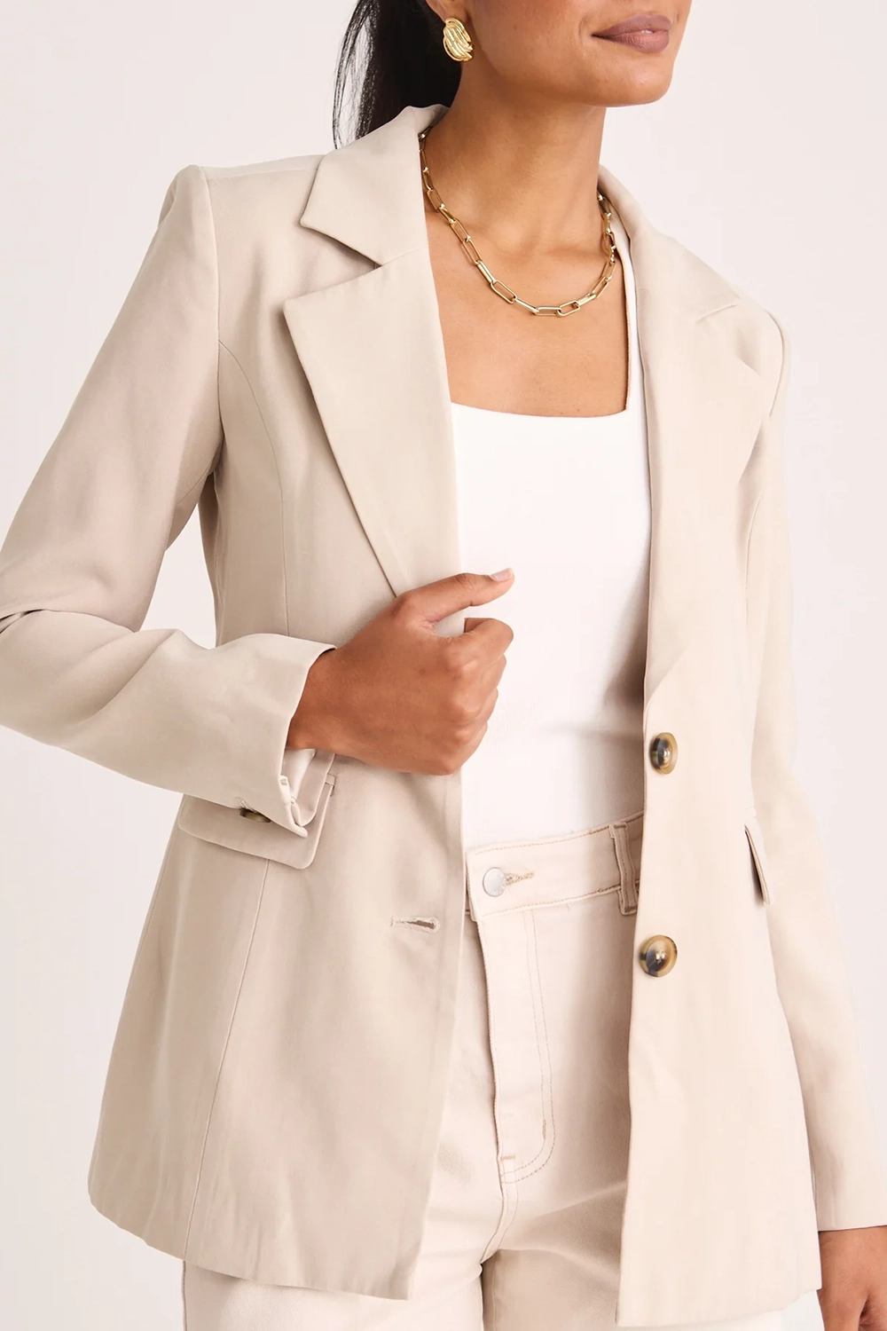 Pumice Soft Touch Cinched Waist Blazer