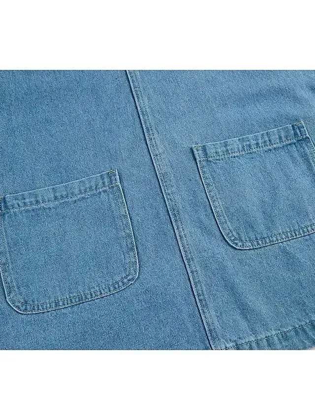 Women's Casual Dress Shift Dress Denim Overall Pinafore Dress Mini Dress Denim Fashion Modern Outdoor Daily Vacation U Neck Pocket Sleeveless Summer Spring 2023 Regular Fit Black Blue Gray Plain S M