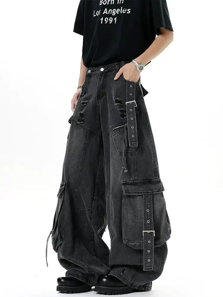 Distressed Harness Cargo Pants