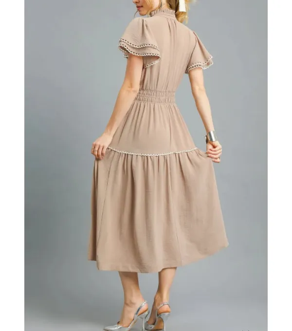 Tiered Flutter Sleeve Midi Dress