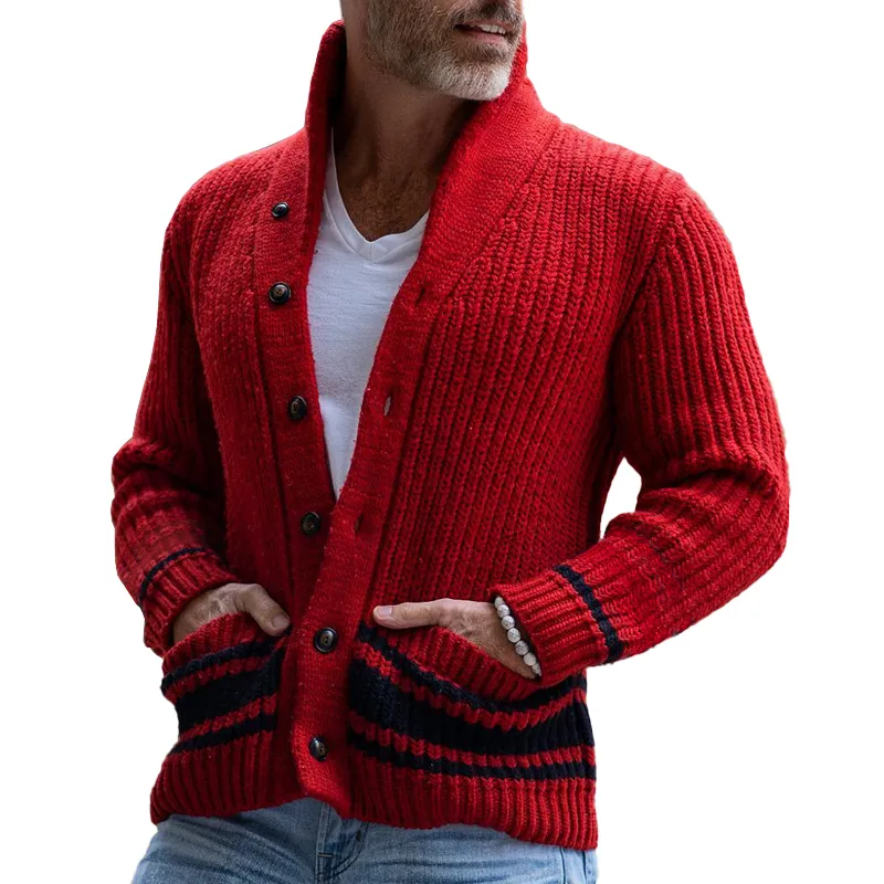 Jacquard Knit Striped Cardigan