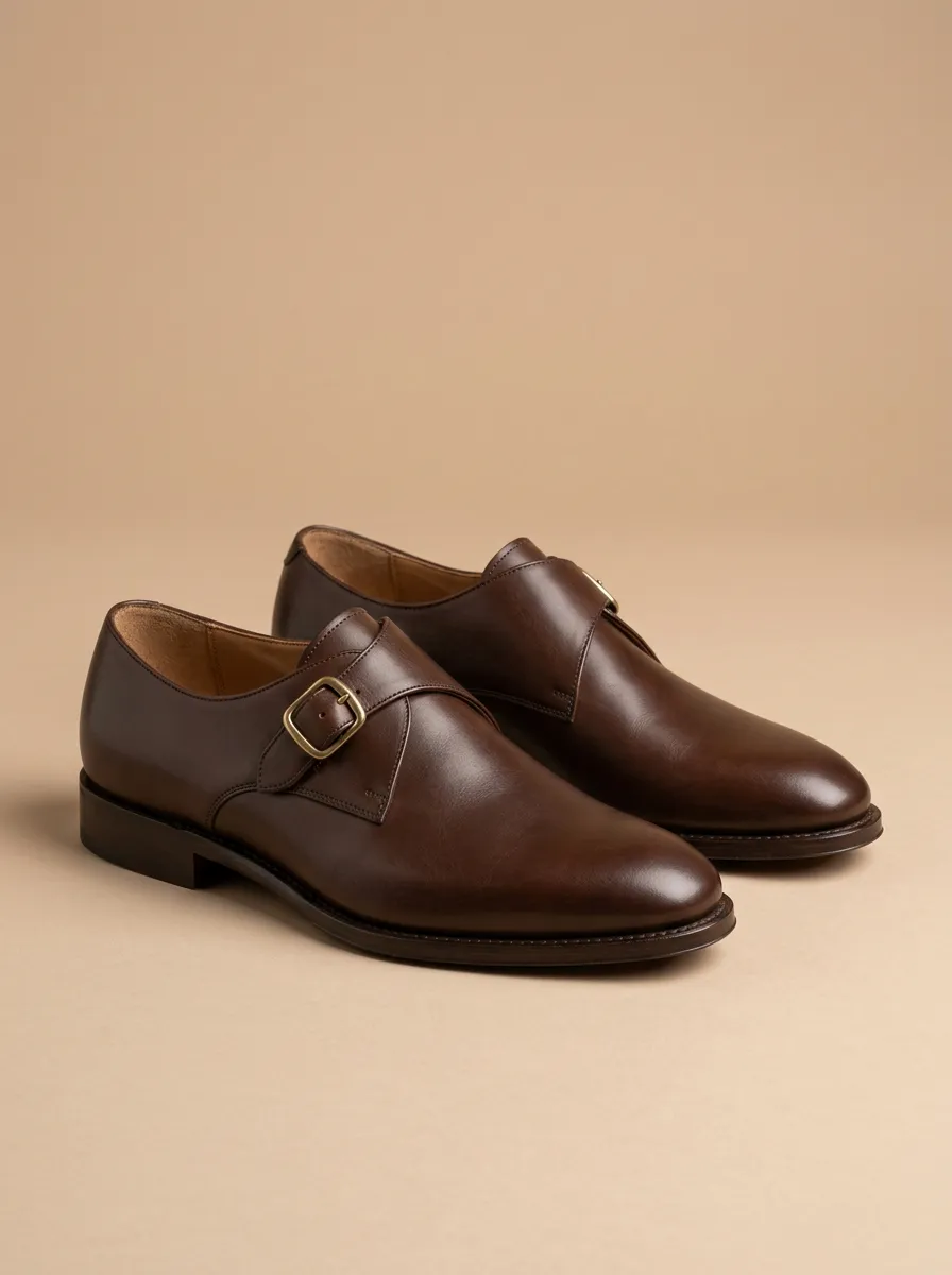 Men's Everyday Classic Business Leather Single Monk Strap Shoes