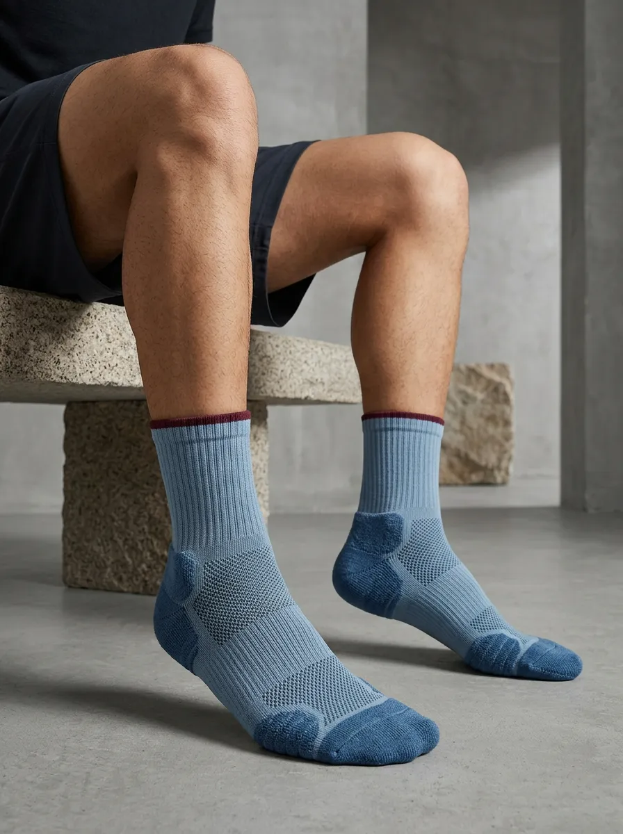 Men's Ribbed Contrast Cuff Sport Socks