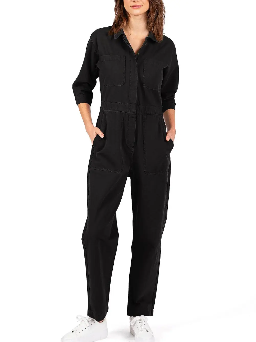 Olive Green Long - Sleeve Cargo Jumpsuit
