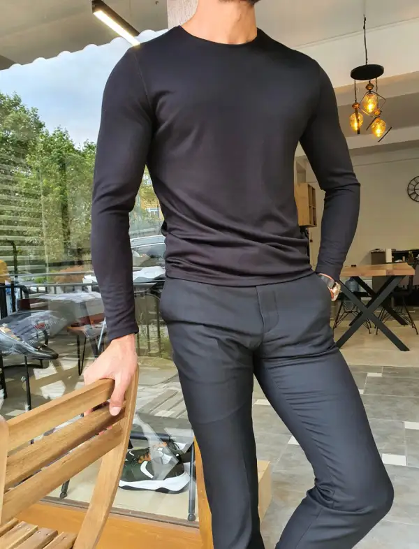 Classic Round Neck Slim Fit Crew Neck Sweatshirt