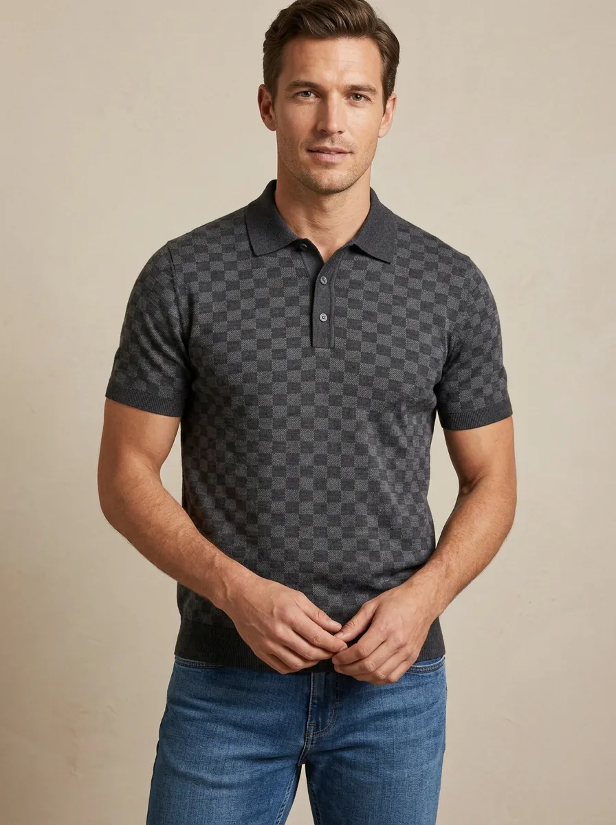 Casual Checkered Men's Polo Shirt