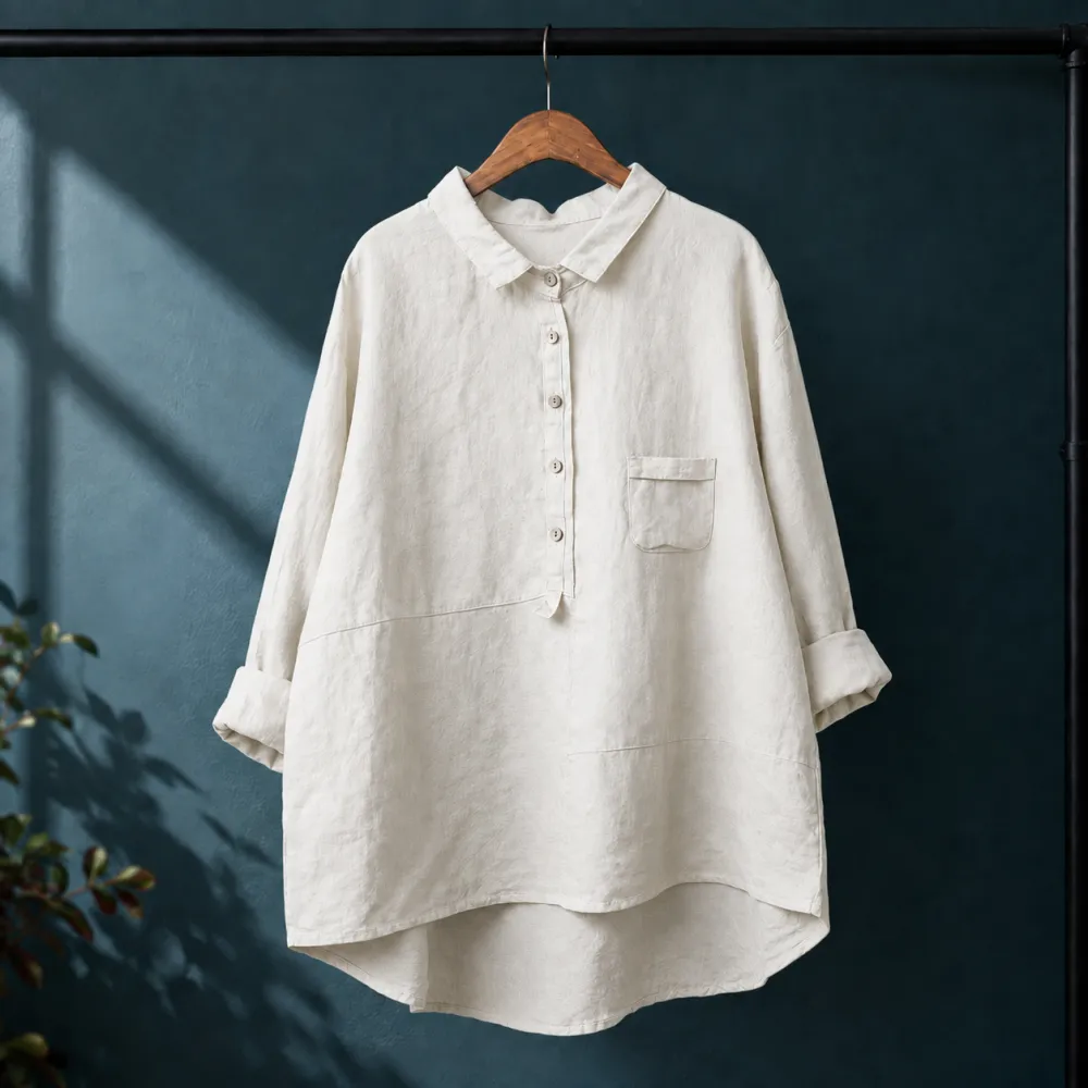 Refined Relaxed Collared Blouse