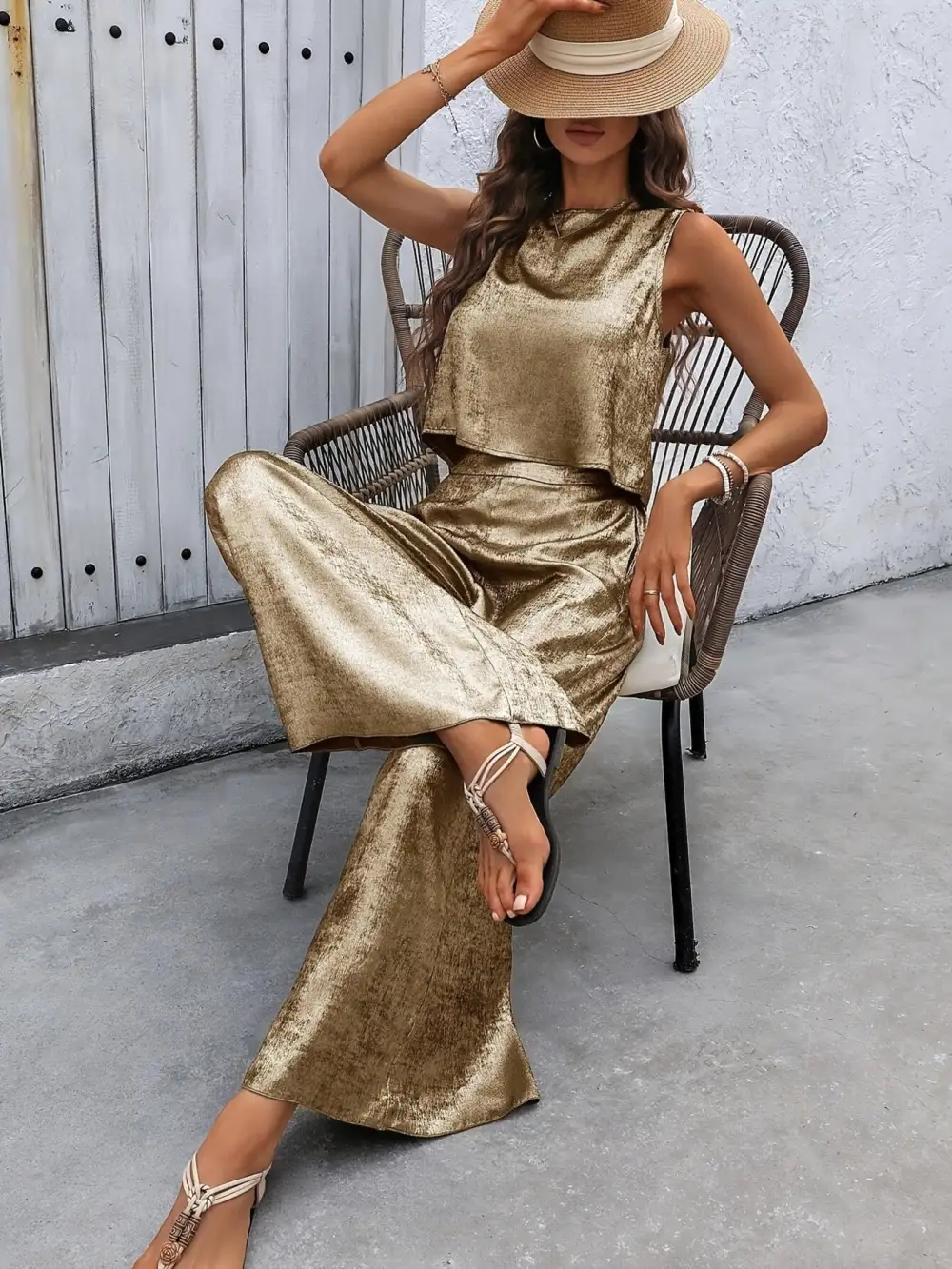 Relaxed Round Neck Tank and Pants Set