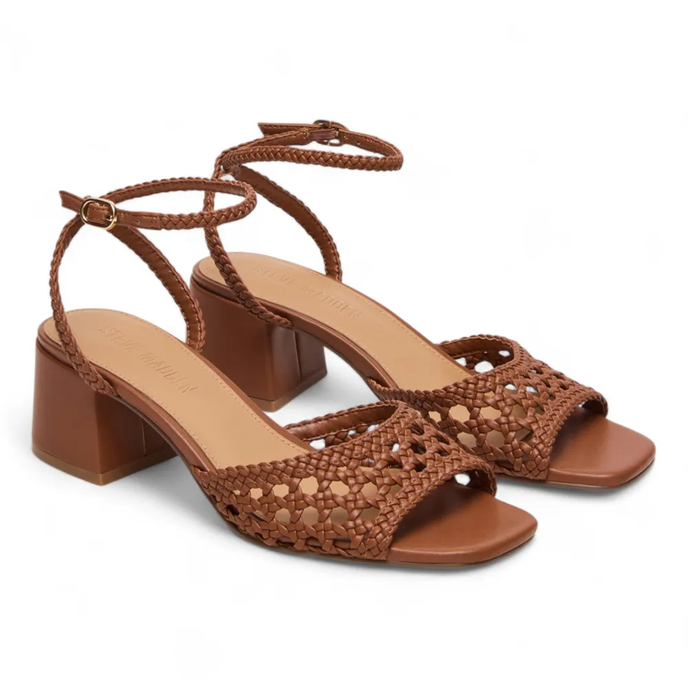 Jessie Woven Ankle Strap Block Heel Sandal