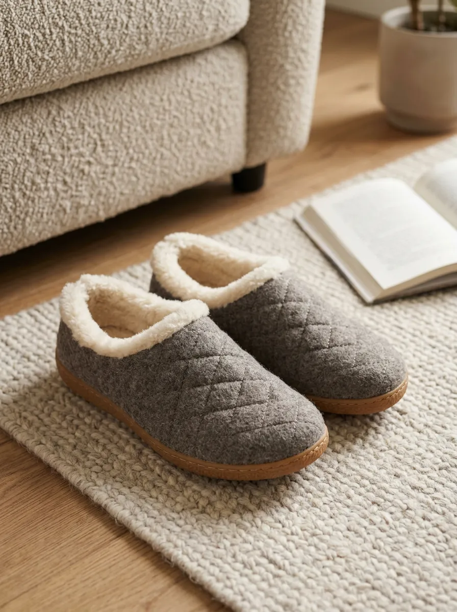 Everyday Quilted Wool Lined Edit Unisex Warm Wool Shoes