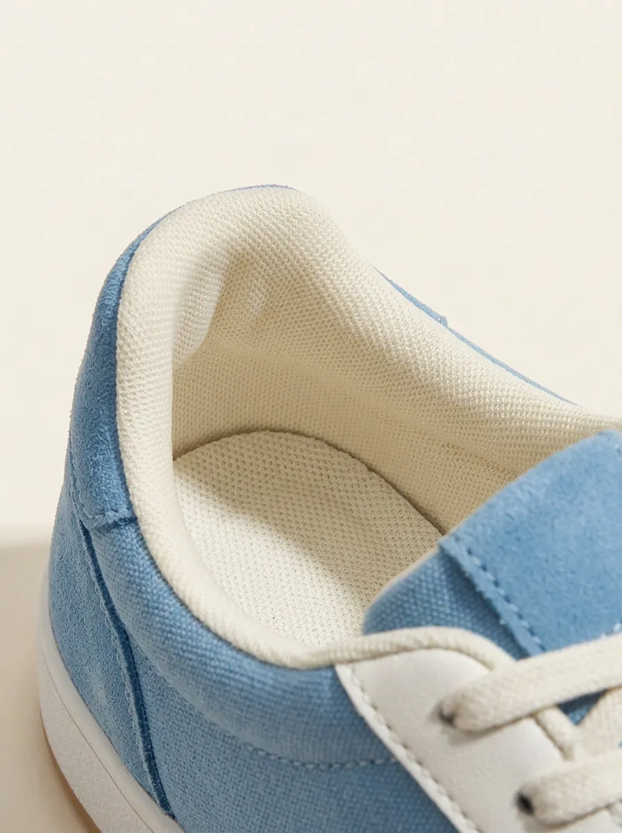 Unisex Blue White Herringbone Panel Sneakers