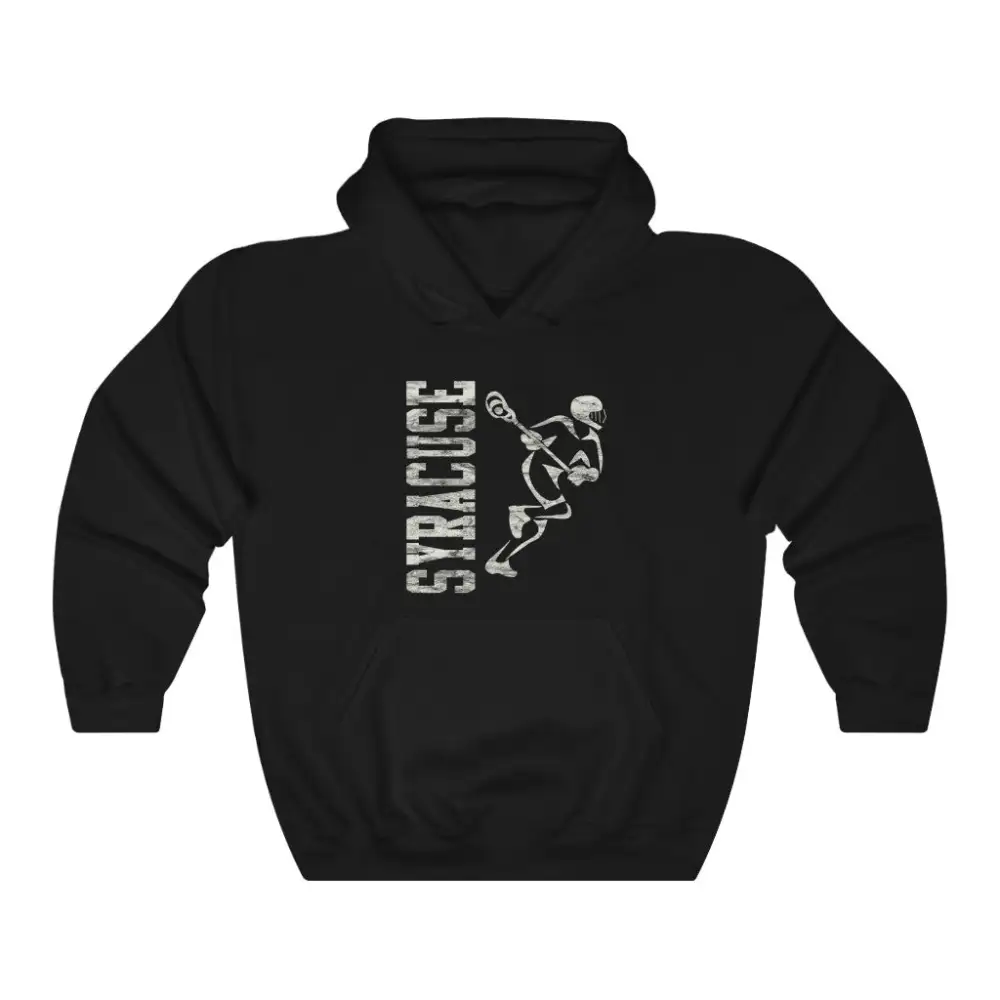 Casual Vintage Player Lacrosse Graphic Pullover Hoodie
