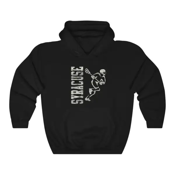 Casual Vintage Player Lacrosse Graphic Pullover Hoodie