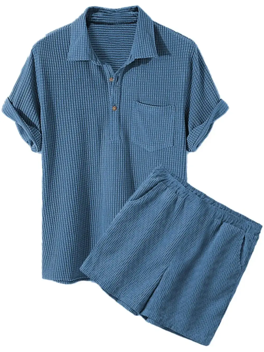 Button Detail Short Sleeve Top And Shorts Set