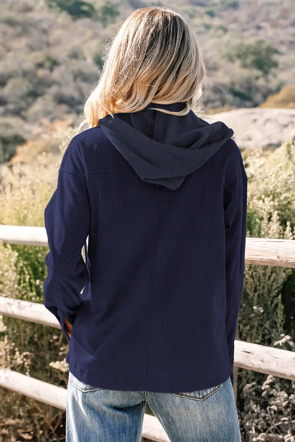 Women's Layered Thermal Knit Textured Hooded Jacket