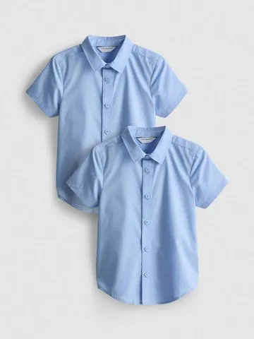 3-7yrs | 2pk Unisex Cotton Blend Short Sleeve School Shirts
