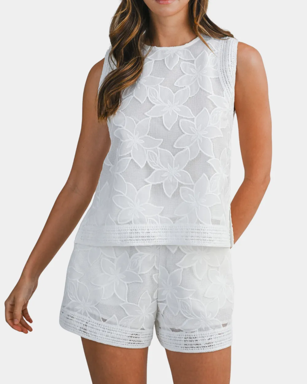 Floral Lace Top & Shorts Set