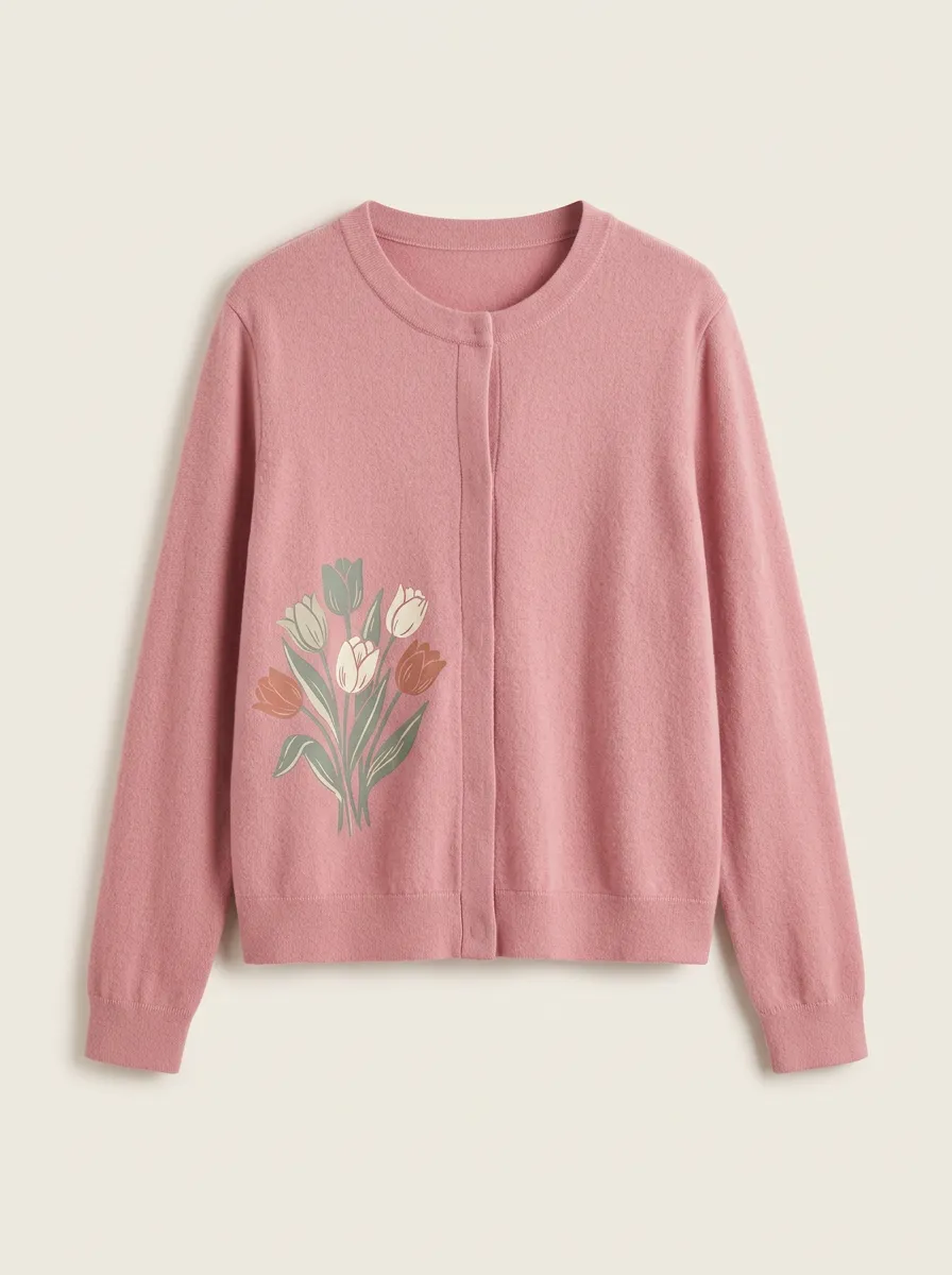 Women's Crewneck Button-Front Cardigan