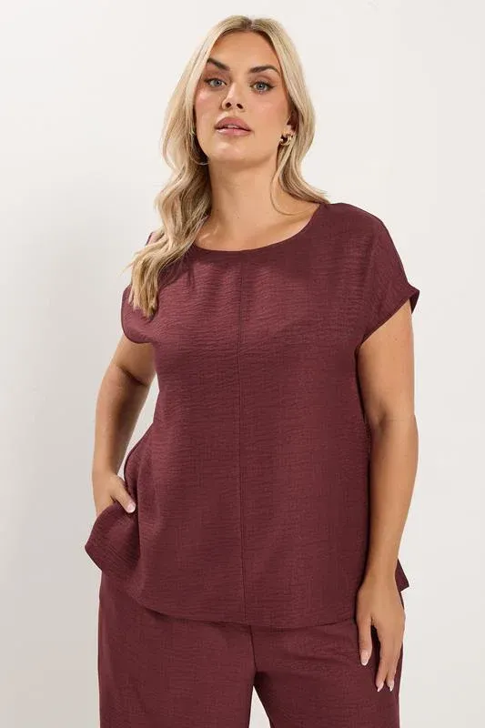 Wine Red Seam Detail Top