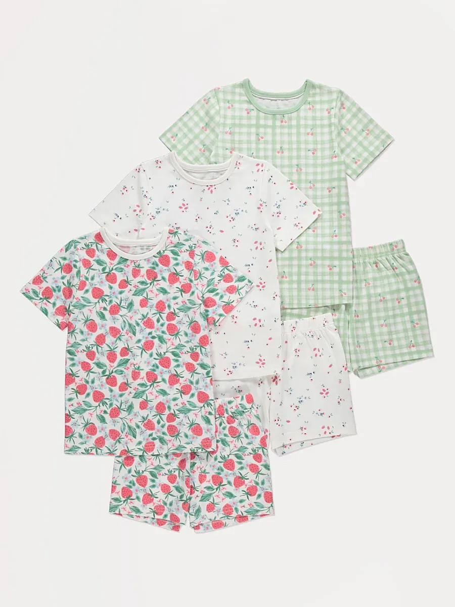 Strawberry Gingham Short Pyjamas 3 Pack