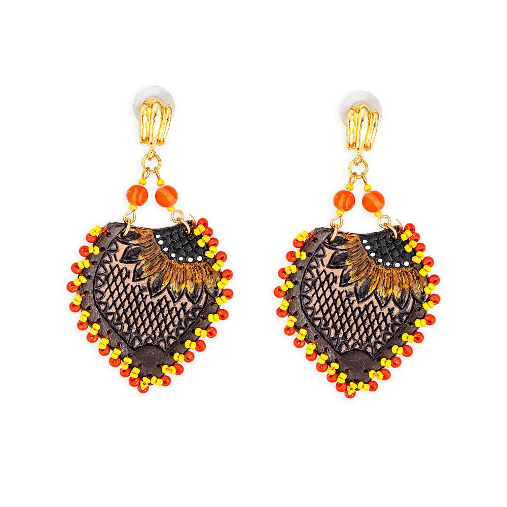 Artful Sunflower Charm Earrings