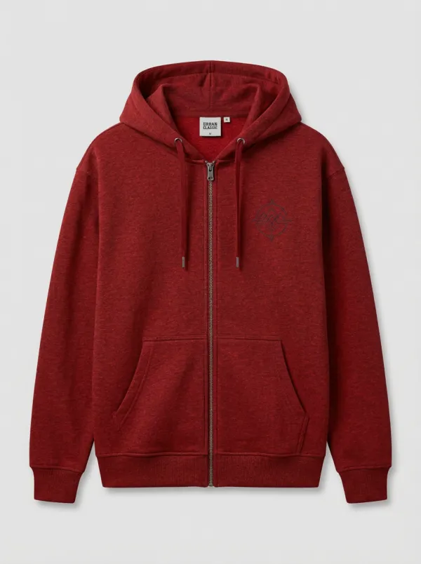 Relaxed Zip-Up Compass Graphic Outdoor-Inspired Design Men's Hoodie