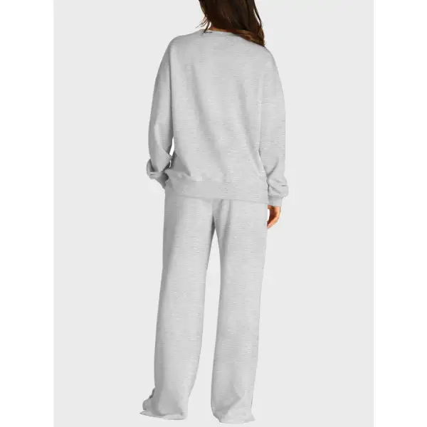 Round Neck Long Sleeve Top and Slit Pants Set