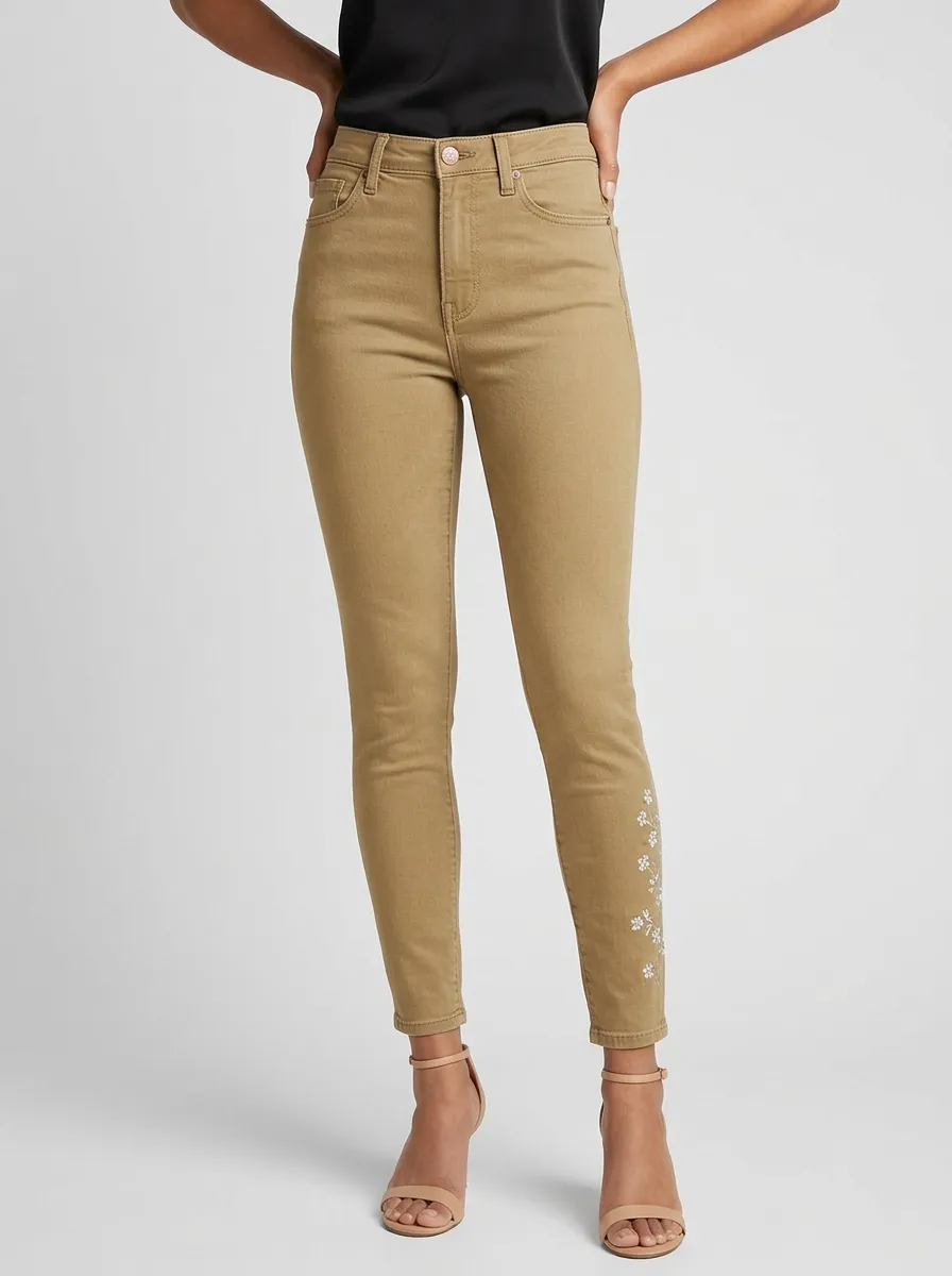 Women's Atlas Floral Embroidery High-Rise Printed Slim Jeans