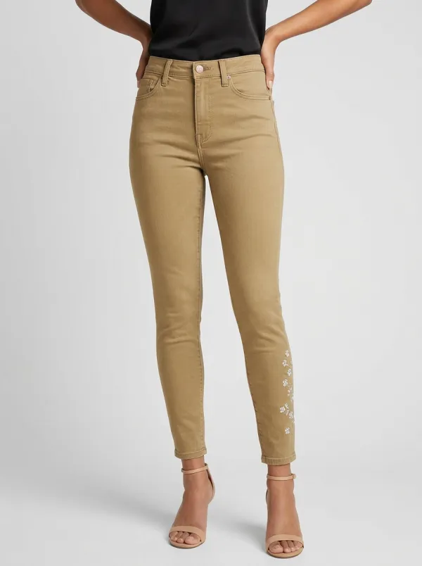 Women's Atlas Floral Embroidery High-Rise Printed Slim Jeans