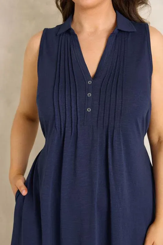 Navy Blue Henley Maxi Dress