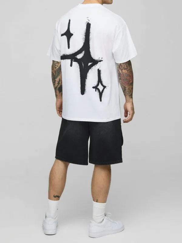 Regular Fit Washed Black Cargo Distressed Jorts
