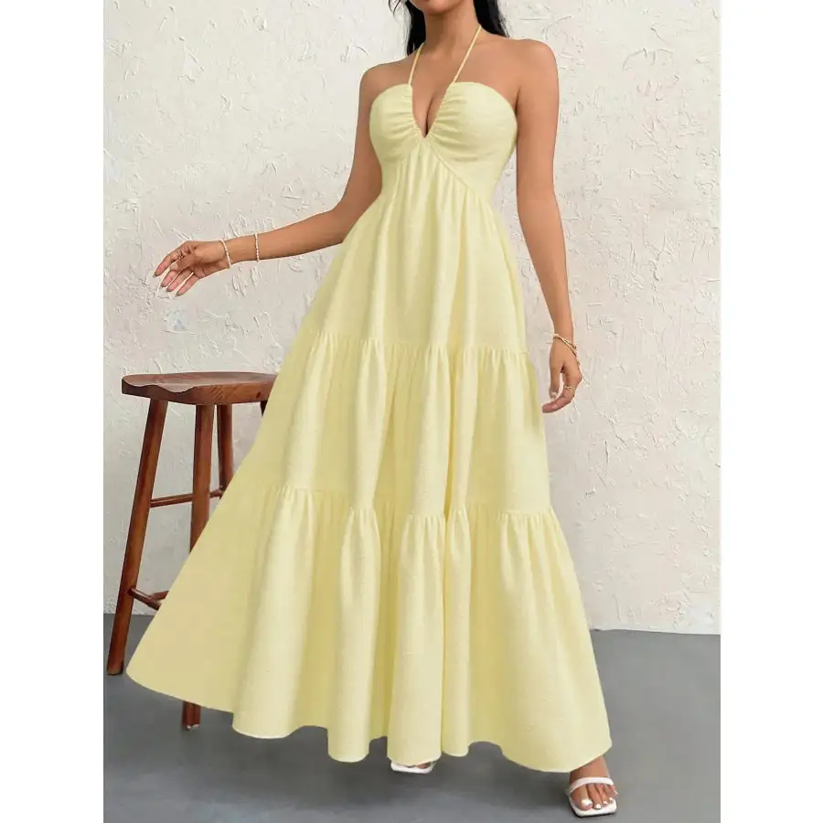 Halter Neck Tiered Maxi Dress