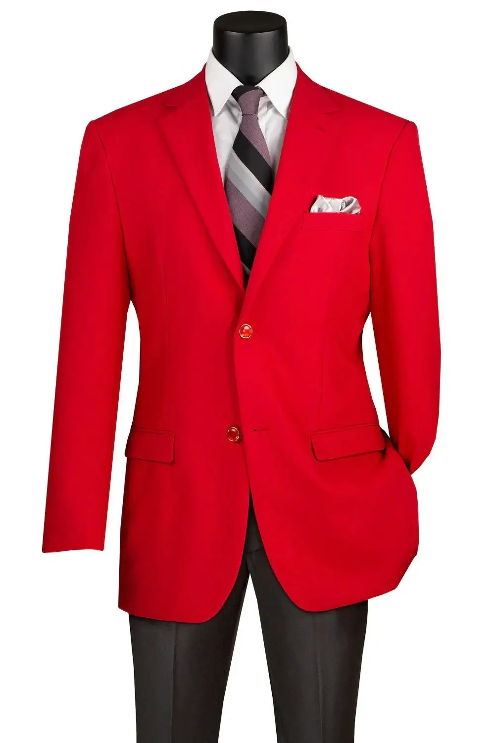 Red Regular Fit Solid Single Breasted Notch Lapel Side Vents Blazer