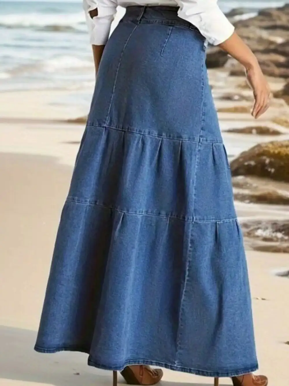 Tiered Maxi Skirt with Zipper Detail